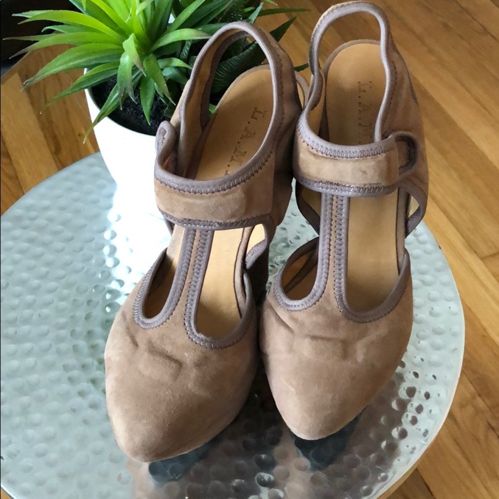 L.A.M.B. Suede platform shoes